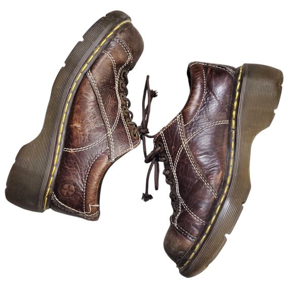 Vintage Dr. Martens Daisy Platform Oxford Shoes Brown Leather - Women's 6 - Picture 9 of 11